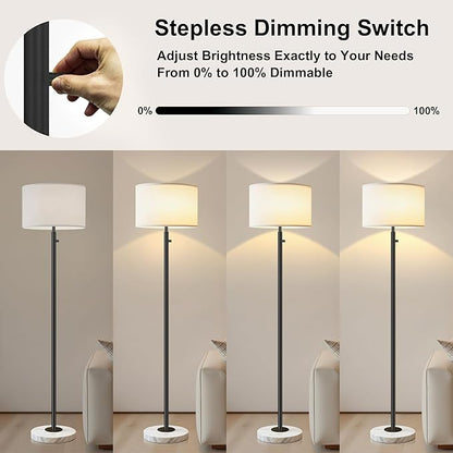 Floor Lamp for Bedroom,Modern Floor Lamp for Living Room,Standing Lamp with Marble Base,Tall Standing Lamp for Bedroom,Reading,Office & Kids' Room,LED Bulb Included(Black)