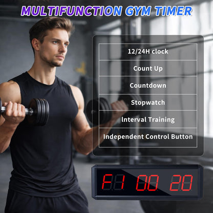 Large Stopwatch with Start/Stop Button、LED Digital Timer with Stand、360° Press Button、Stopwatch for Obstacle Course、Fitness Clock for Home Gym、Interval Timer for Exercise (1.5 red)