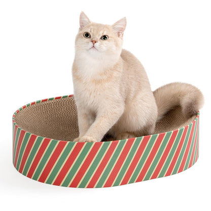 Conlun Cat Scratcher Bed,2 in 1 Oval Cat Scratching Board for Indoor,Scratch Pad Corrugated Cardboard Lounge Bowl Nest Couch Sofas for Kitty Playing&Resting,Ideal forChristmas-Gifts Holiday