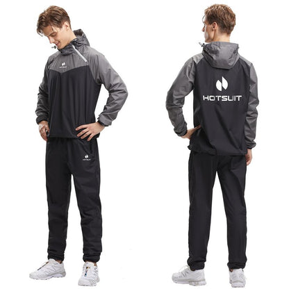 HOTSUIT Sauna Suit for Men Weight Loss Sweat Suits Sauna Jacket Pant Gym Workout, Gray, XXL