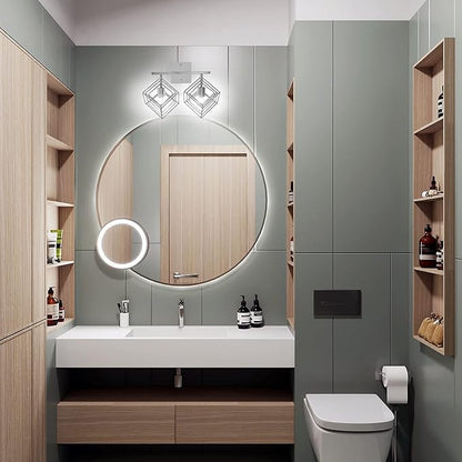 Bathroom Vanity Light with 2 Bulbs Bathroom Light Fixtures Over Mirror with 2 Rotatable Cube Shades Modern Wall Mounted Silver Brushed Nickle