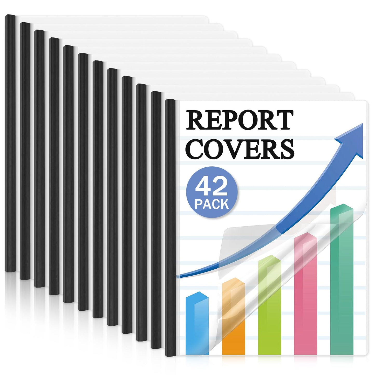 Dynta Report Covers 42 Pack Presentation Folders for Letter Size 70 Sheet Capacity, 5.5 Mil Report Covers with Sliding bar Black, Resume Folder Clear Folder for File Resume Documents