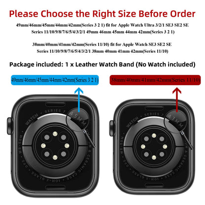 OUHENG Leather Bands Compatible with Apple Watch Band 49mm/46mm/45mm/44mm/42mm, Genuine Leather Strap for iWatch Ultra 3/2/1 & SE 3/2/1 Series 11 10 9 8 7 6 5 4 3 2 1 (Retro Brown/Black)