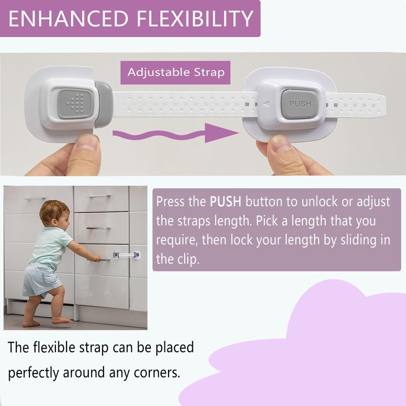 NestGuard No Drill Furniture Anchor, Adjustable Strap, 4 Pack