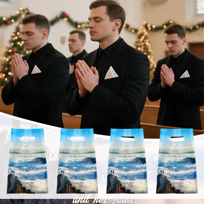 Yinder 50 Pcs Church Gift Bags Bulk Plastic Religious Man of God Welcome Treat Goody Bags with Handles Bible Verse Gifts for Father's Day Father Christmas Church Party Supplies Party Favor Decoration