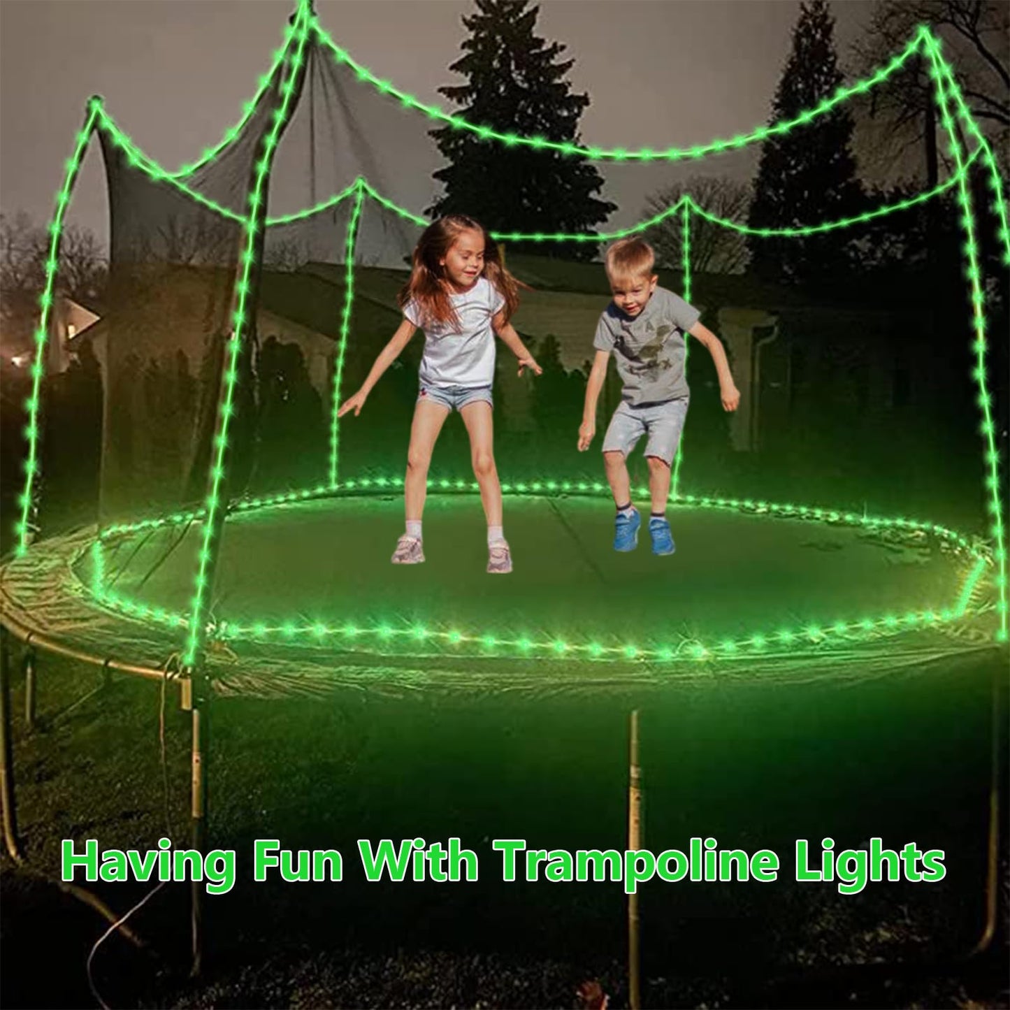 QITONG 2 Pack Green Solar Rope Lights, Each 33ft 100 LED String Lights Outdoor, 8 Modes Fairy Lights in Clear PVC Tube