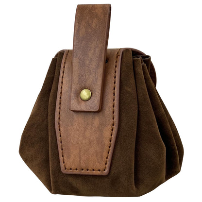 HiiFeuer Medieval Embossed Faux Leather Belt Pouch, Retro Renaissance Portable Belt Bag Coin Purse Dice Bag for LARP Ren Faire (Brown B)