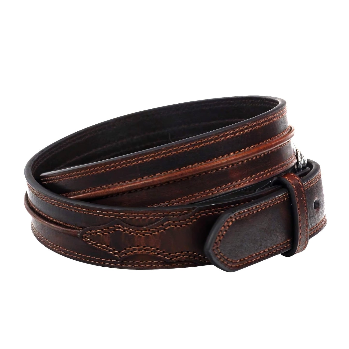 ARIAT Men's Leather Raised Center-Ridge Belt, Distressed Brown, 30