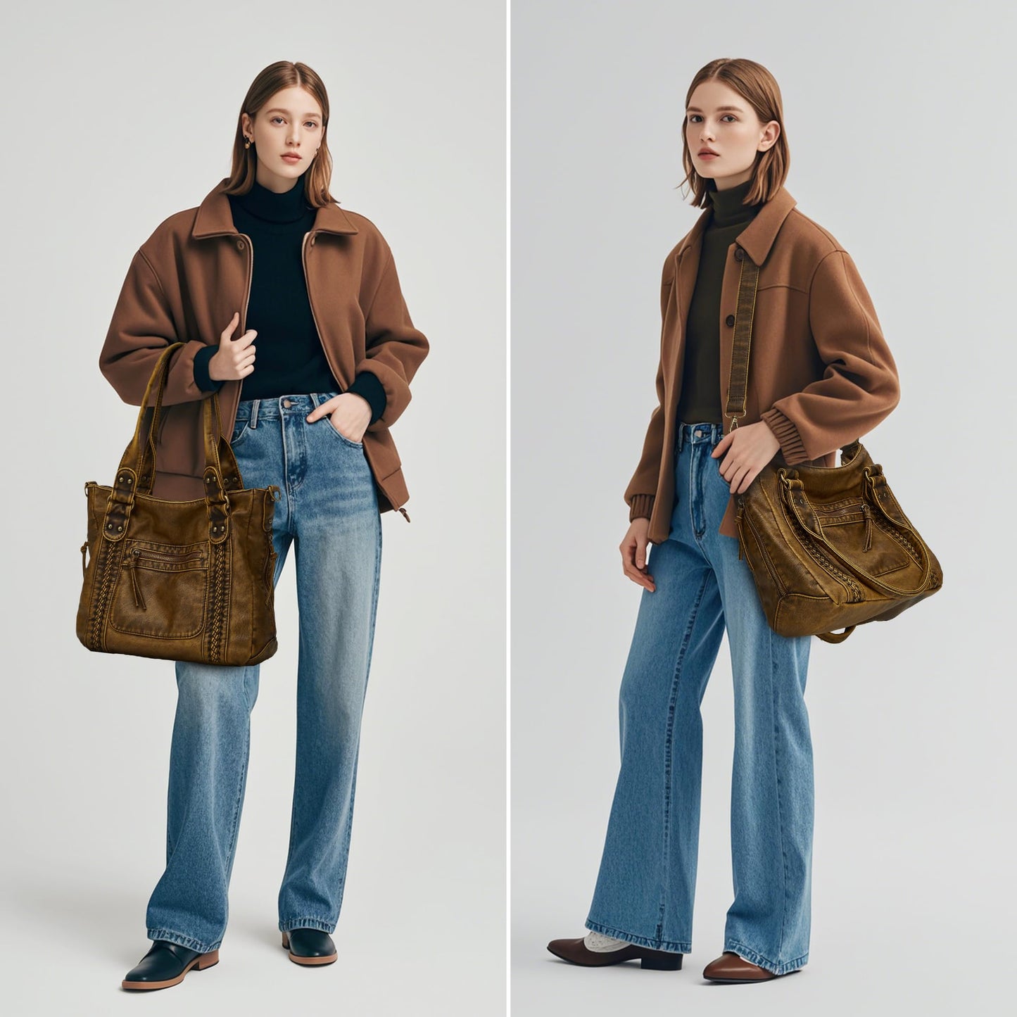Worldlyda Purses for Women Soft PU Leather Crossbody Purses and Handbags Multi Pocket Shoulder Bag Trendy Pocketbooks Top handle Satchels women bag (BE2504Brown)