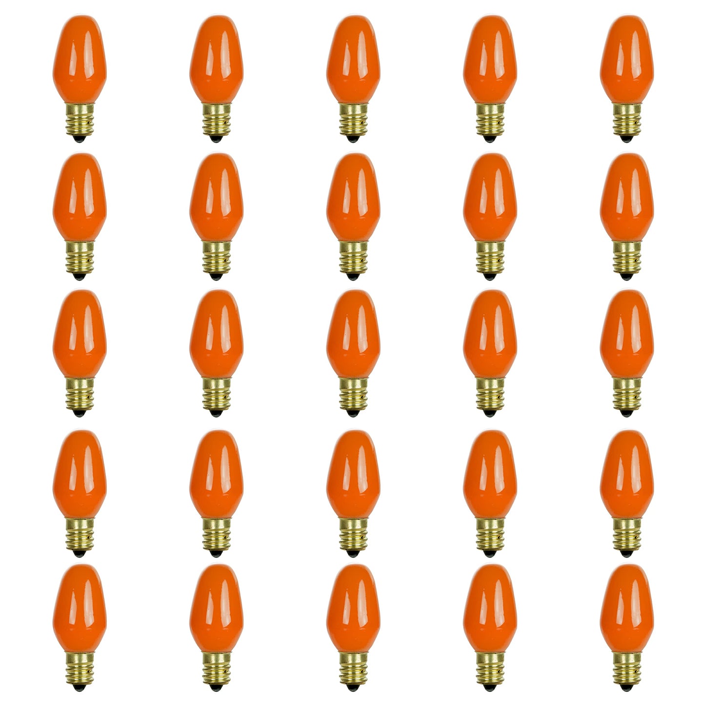 Sunlite 01270 7C7 Incandescent Bulb, 7 Watt, Candelabra E12 Base, C7 Small Night Light, Colored Bulb, Orange, 25 Count