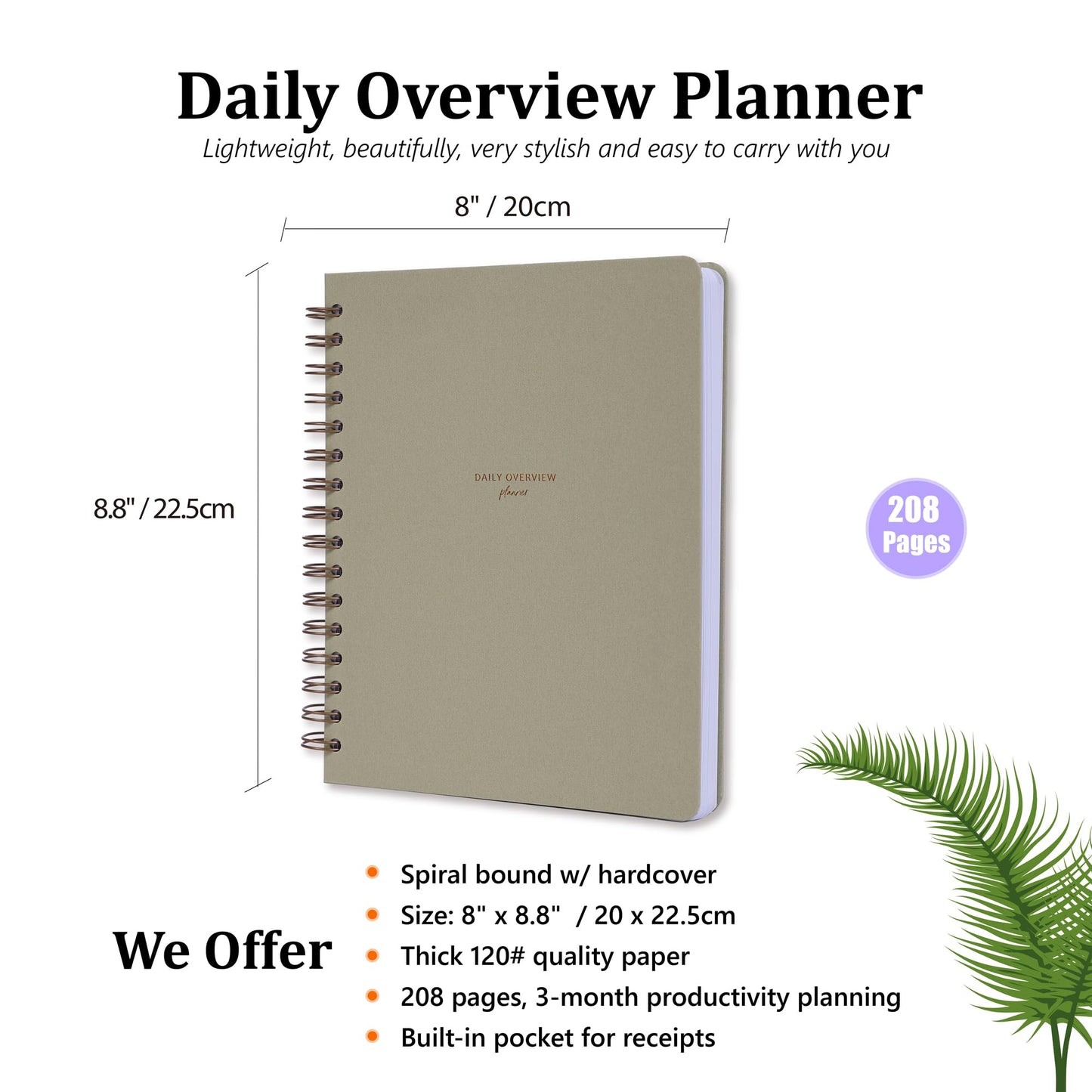 Daily Productivity Planner with Monthly View - Large 93 Day Dashboard Desk Notepad for Time Management, Mindfulness, Self Care, Goal Setting, To Do List-Hard Cover Wire-bound