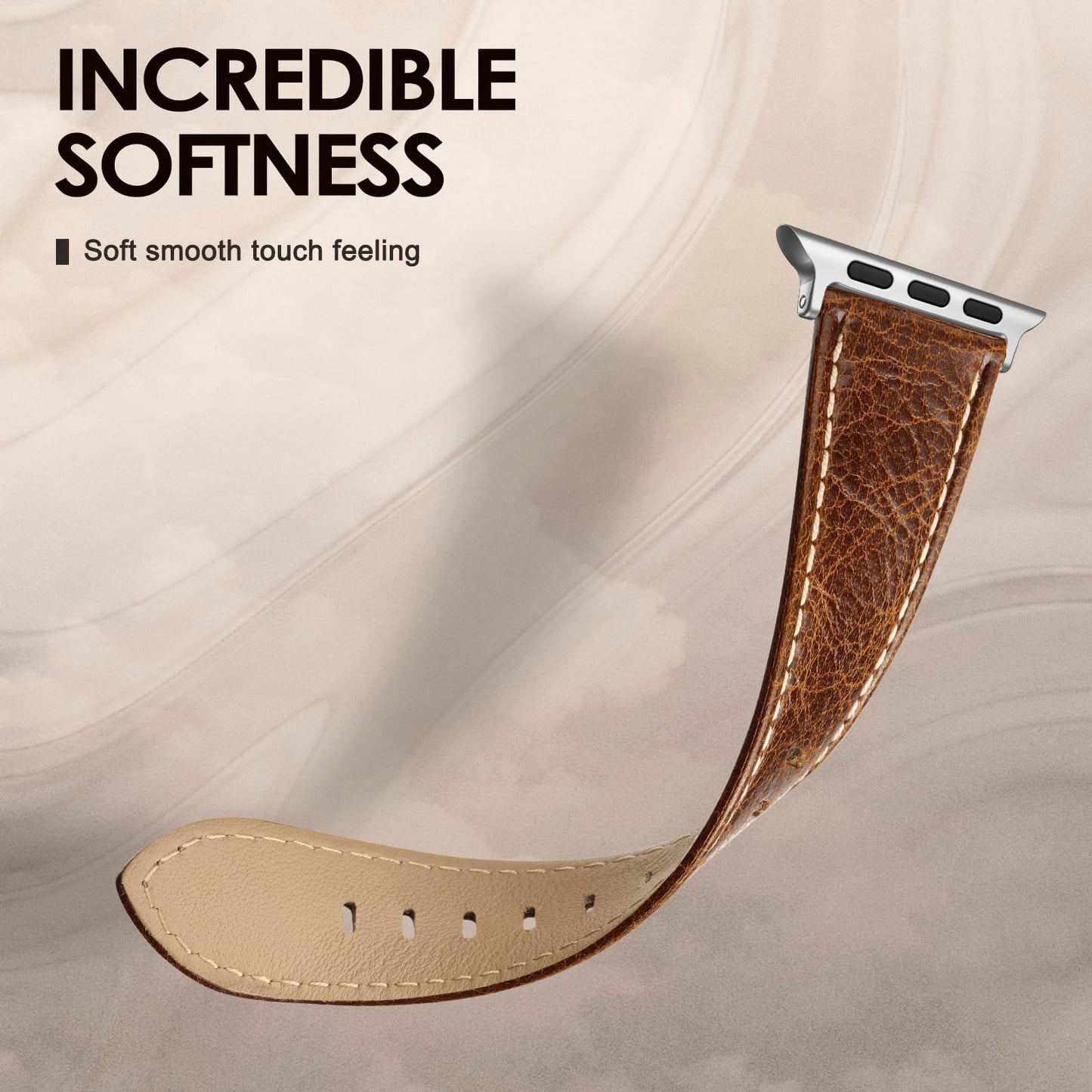 SWEES Leather Band Compatible with Apple Watch Bands 46mm 45mm 44mm 42mm (Series 1/2/3) Men Women, Vintage Genuine Leather Replacement Wristband for iWatch Series 10 9 8 7 6 5 4 3 2 1 SE Brown