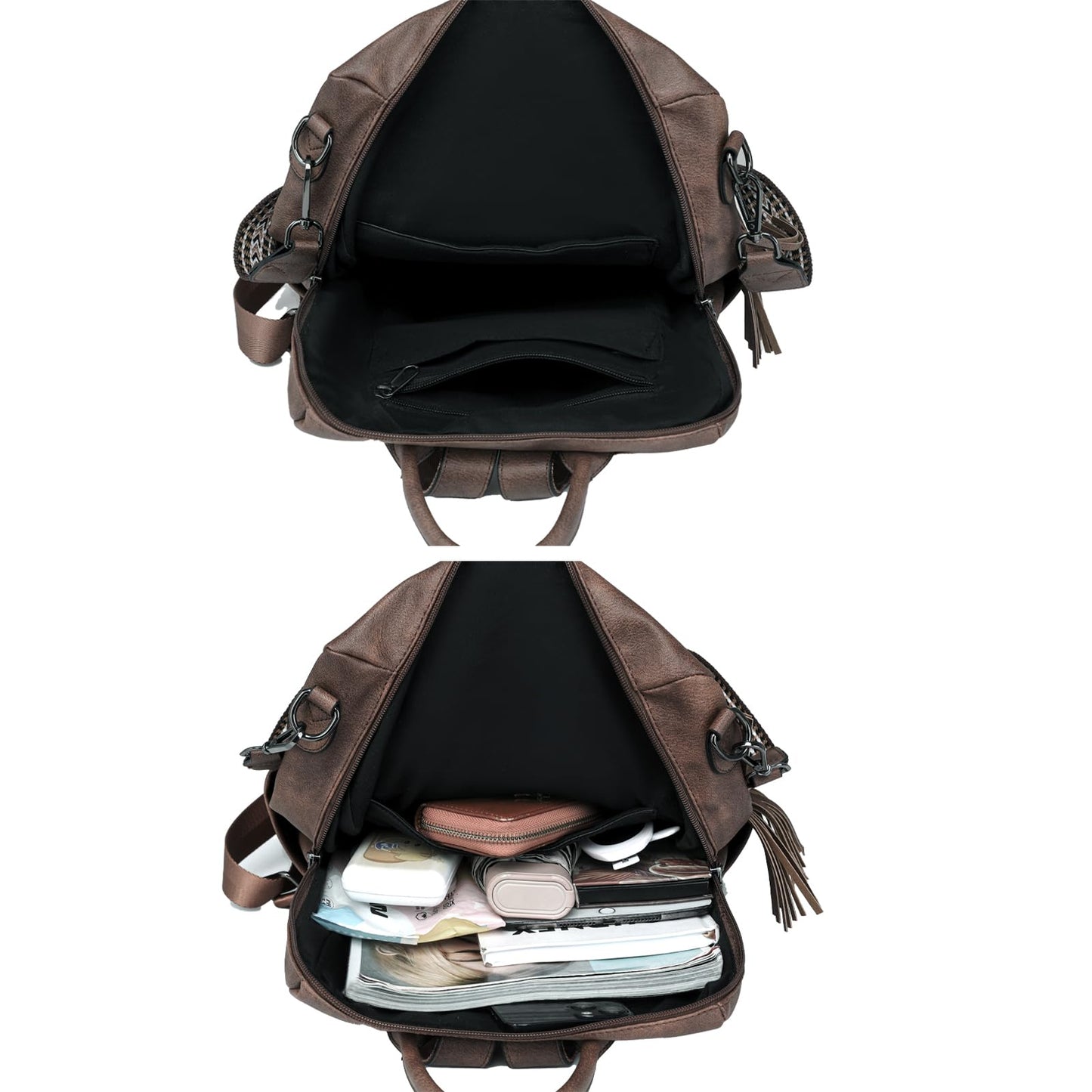 HGWSSY Womens Fashion Backpack Purse for Women Leather Multipurpose PU Ladies Shoulder Bag Travel bag Satchel Handbags (coffee)