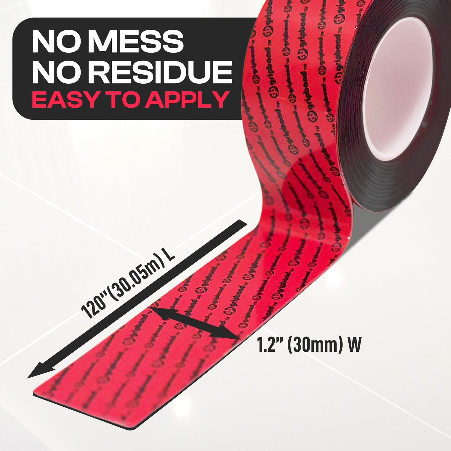 GripBond Black Super Bond Heavy Duty Double Sided Tape, 1 Roll (10 Ft), 1.2” x 120” – Waterproof Adhesive Mounting Tape for Indoor/Outdoor, Walls, Automotive, Car, LED Strip Lights, Home, Office