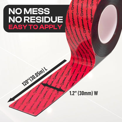 GripBond Black Super Bond Heavy Duty Double Sided Tape, 1 Roll (10 Ft), 1.2” x 120” – Waterproof Adhesive Mounting Tape for Indoor/Outdoor, Walls, Automotive, Car, LED Strip Lights, Home, Office