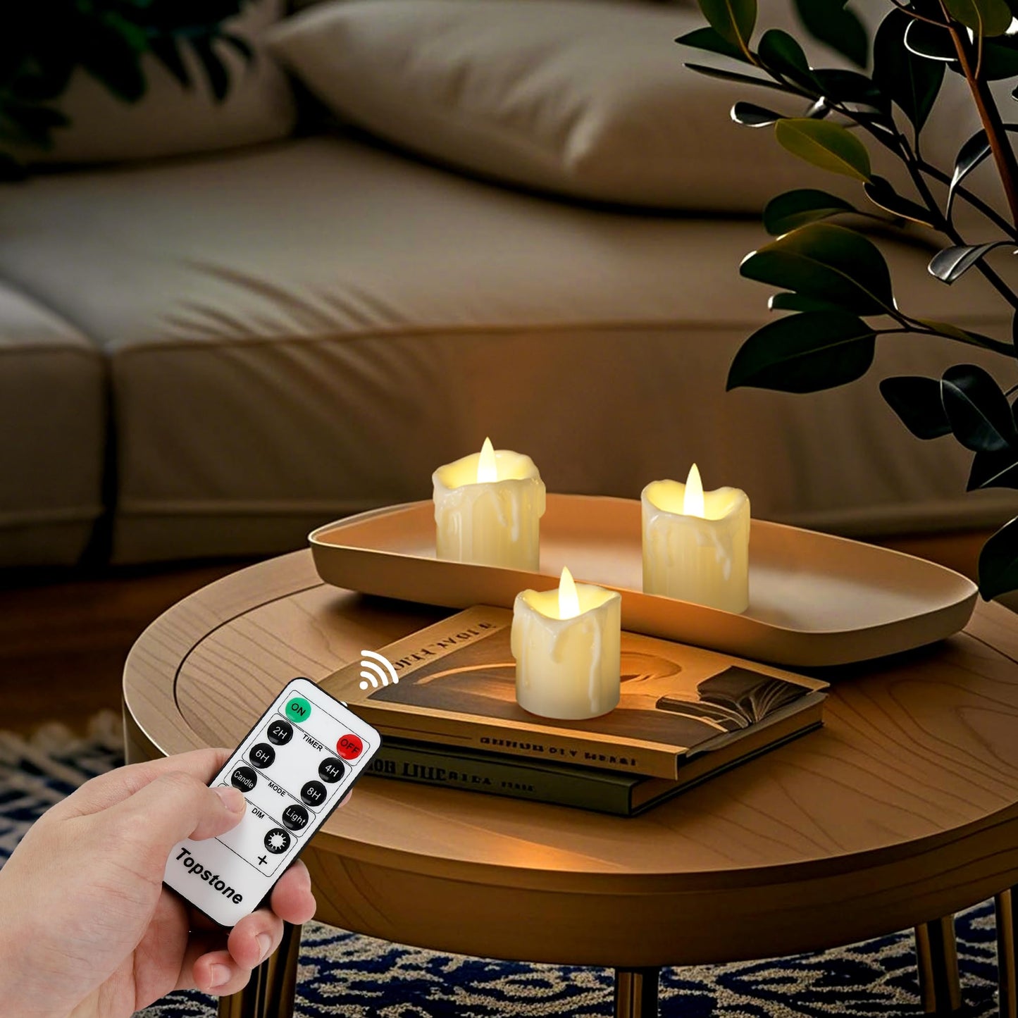 Topstone Flameless Candles with Remote Control，Battery Operated LED Candles with Timer & Dimmable Function, Realistic Wax Dripping Design, Perfect for Home Decor, Wedding, Christmas Decorations (24)