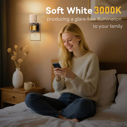 Night Light Plug in, 2 Packs LED Night Light with Auto Dusk to Dawn Sensor, 3000K Soft White, 0-100 LM Dimmable Kids Night Lights for Bedroom, Bathroom, Kitchen, Hallway, Stair, with AU Plug