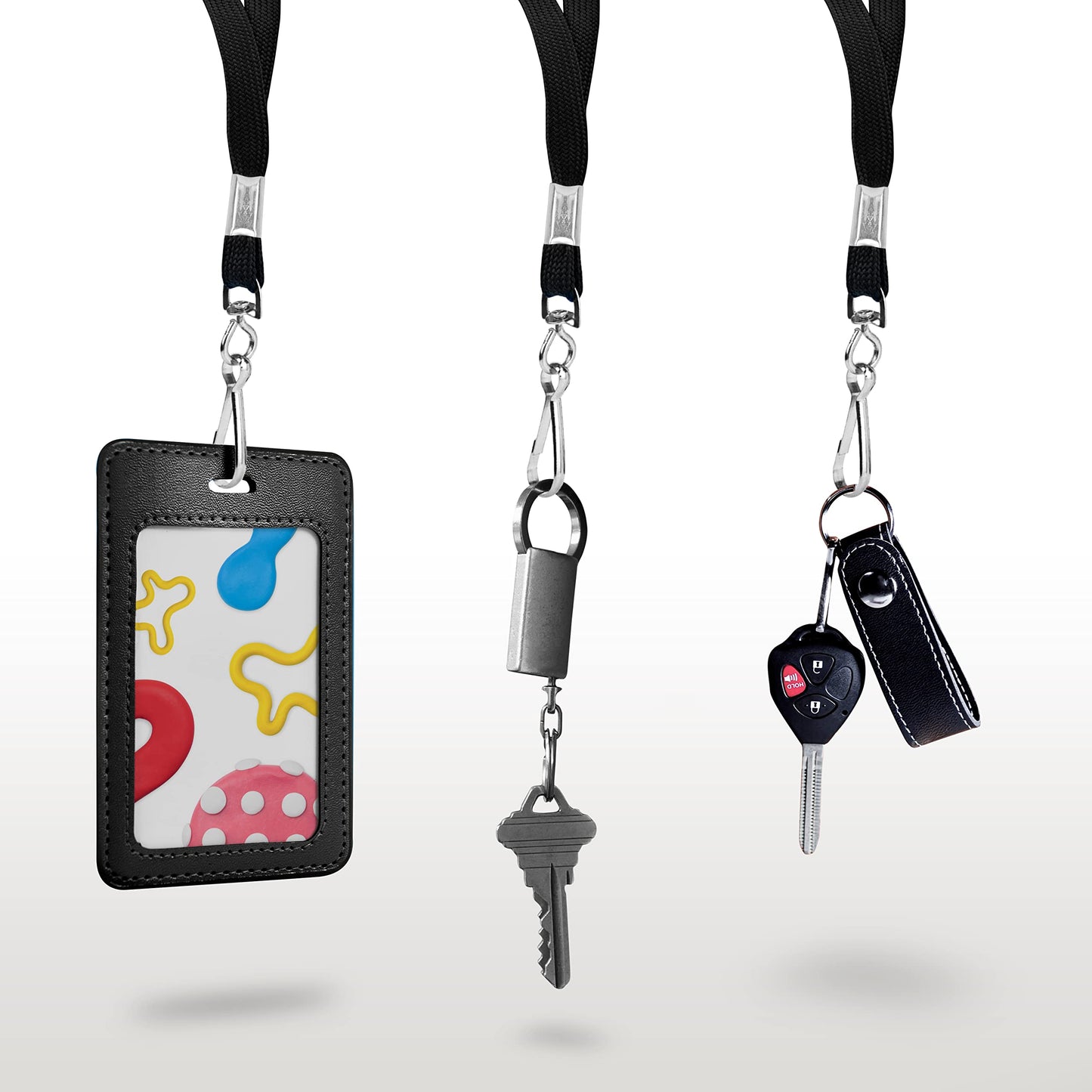 Corpafly 100-Pack Black Lanyards for ID Badges with Swivel J-Hooks - Versatile Neck Lanyard for Keys, Card Holders, Whistles, and More - Ideal for Offices, Teachers, Kids, and Cruise Ship Cards