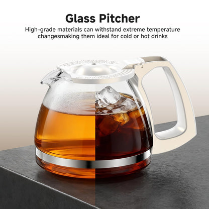 Coffee Maker, 5 Cup Drip Coffee Machine with Glass Carafe, 20 Hours Programmable Timer, 2 Hours Keep Warm, Compatible with Ground&Tea – Portable Small Cafetera for Home, Office, Travel&Camping-White