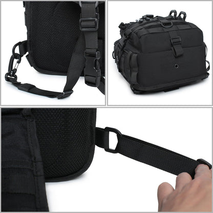 Lemubeane Tactical Sling Bag Backpack Military Rover Shoulder Sling Pack EDC Molle Range Bag Crossbody Chest Pack (Black)