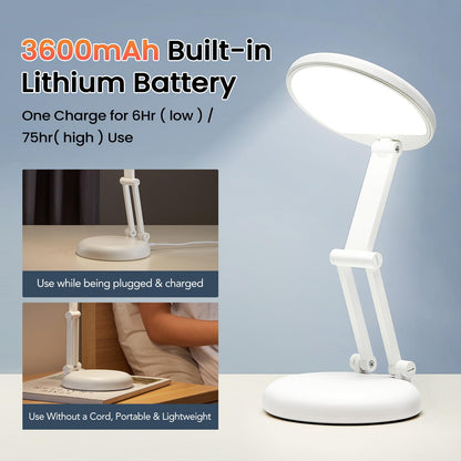One Fire Cordless Desk Lamp,Dimmable Small Battery Powered Lights,3600mAh Rechargeable Wireless Table Lamp,Mini Lamp&Portable Light for Bed,Book Reading,Home for Small Spaces,Nail Light,Craft,Office
