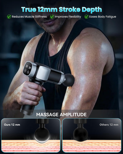 CAMEFER Massage Gun Deep Tissue, Portable Percussion Electric Muscle Massager for Pain Relief, Handheld Massagers with 30 Speeds & 6 Attachments for Back and Neck, Gifts for Men Women