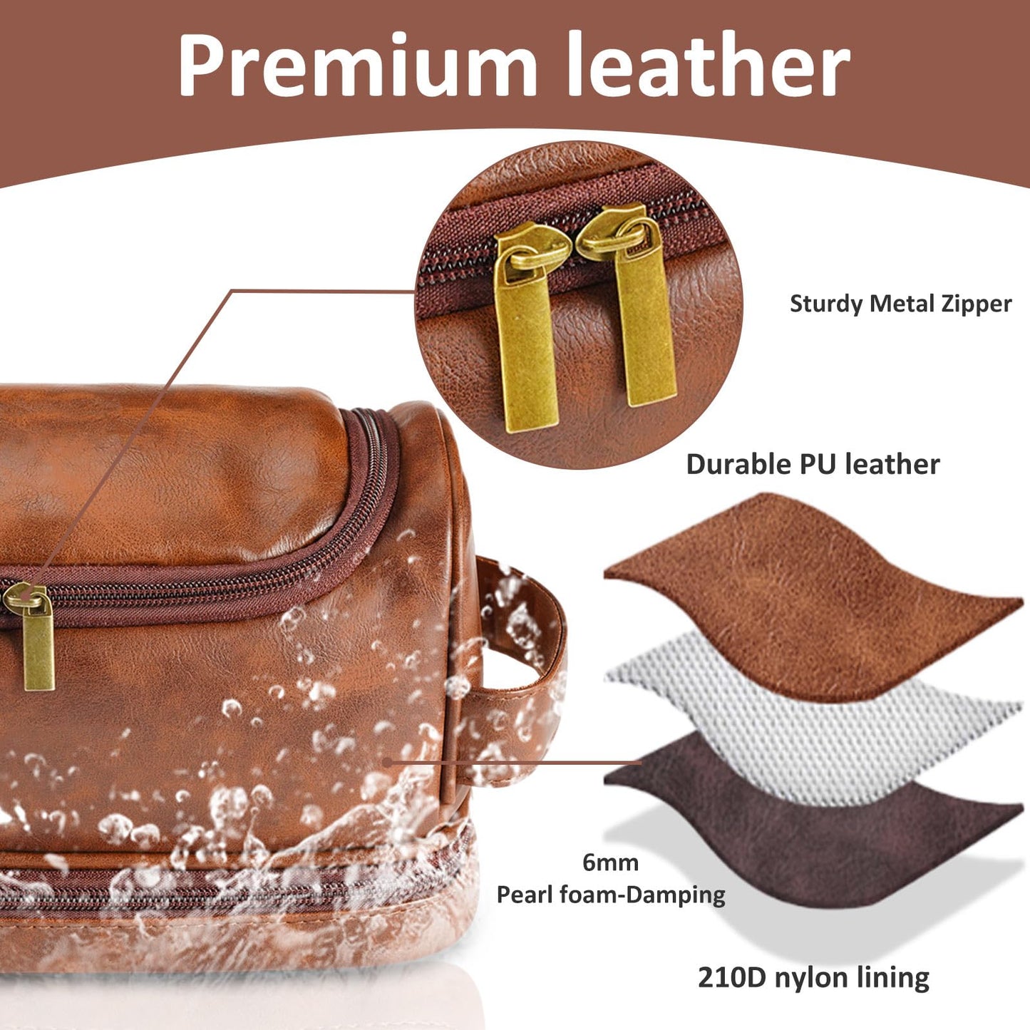Sparklove Personalized Toiletry Bag for Men Gifts, Father Day Gifts Custom Leather Shaving Bag, Engraved Travel Bag, Birthday Present for Dad Husband Groomsmen Son Wedding Anniversay