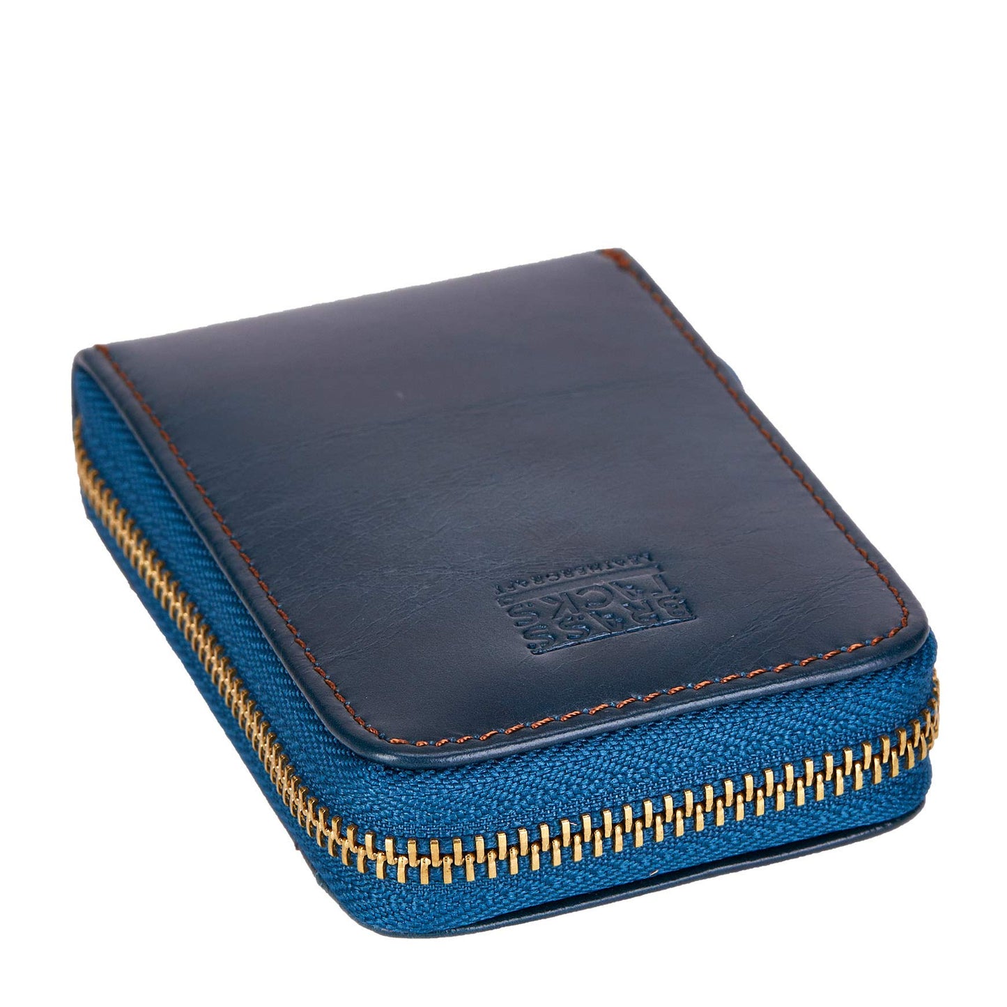 BRASS TACKS Leathercraft Vintage Full Top Grain Leather Wallet RFID Blocking Multi Card Case with Zipper Pocket Card Holder for Men Women Gift Box