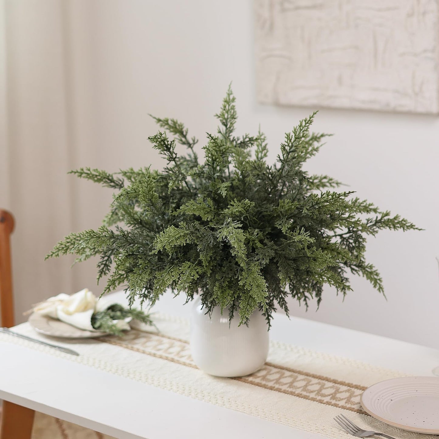 GLIDLION 18" Soft Textured Cedar Branches -12 Pcs, Artificial Christmas Cedar Branch Realistic Fake Pine Picks Faux Greenery Plants Stem for Vase DIY Crafts Garland Wreath Indoor Outdoor Home Decor