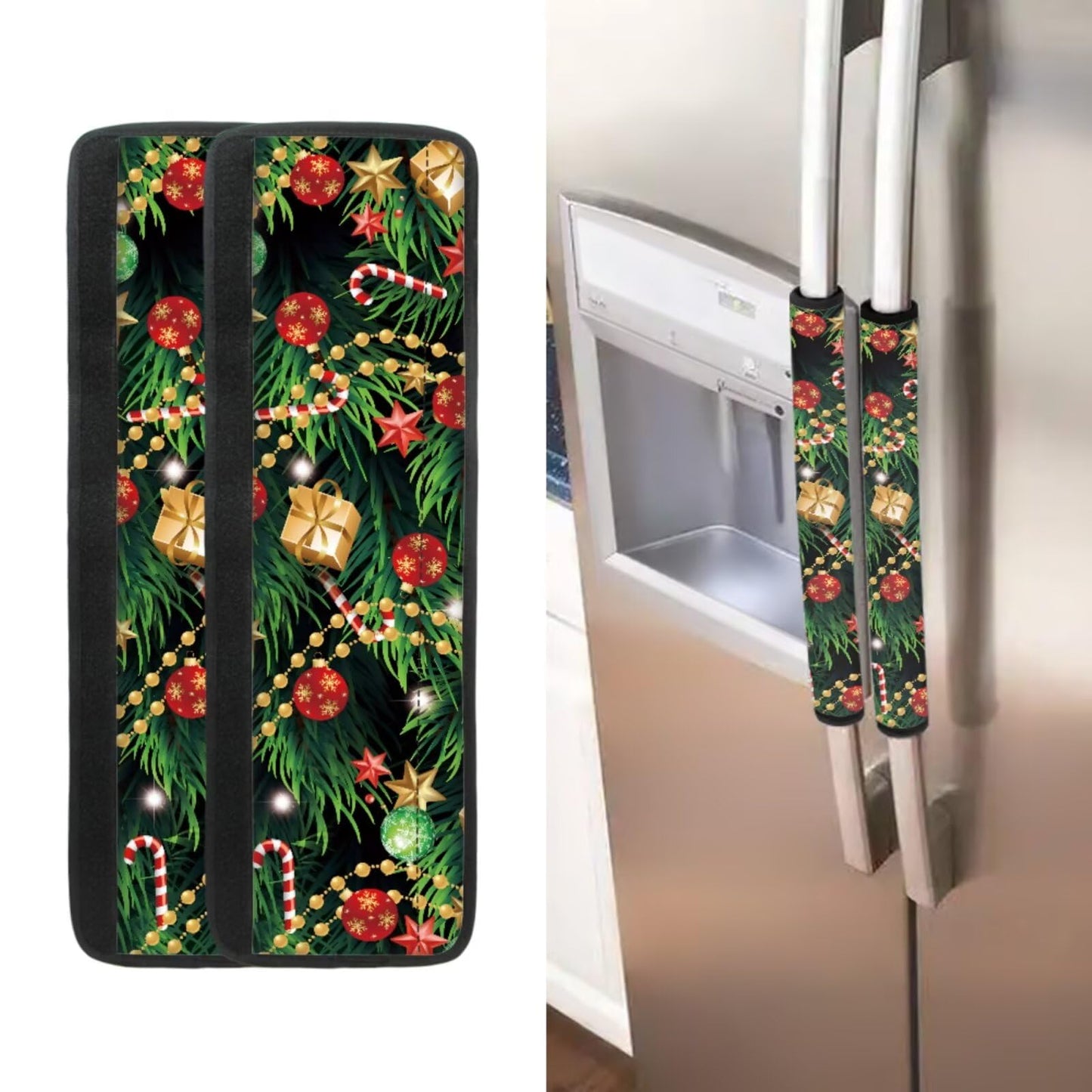 Yatixapu 6PCS Refrigerator Door Handle Covers Christmas Tree Kitchen Appliance Protective Gloves Anti-Slip Decor for Microwave Ovens Dishwashers Keep Kitchen Appliance Clean Keep Off Smudges Oil Stain
