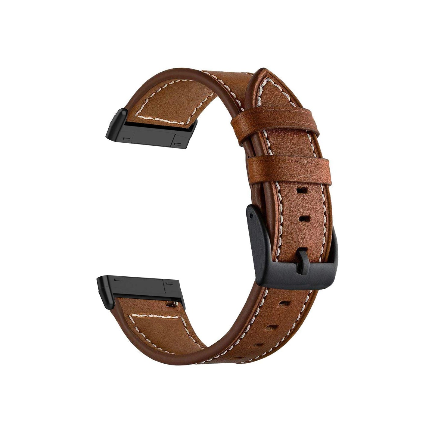 LDFAS Leather Band Compatible for Fitbit Sense 2 /Versa 4 Bands, (2 Pack) Women Men Accessory Watch Strap with Black Metal Buckle Compatible for Fitbit Sense, Versa 3 Band, Brown+Black