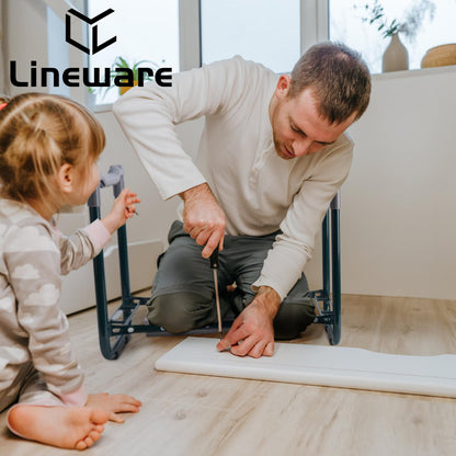 Lineware Garden Kneeler and Seat with Upgraded Widened 10 Inch Thick Kneeling Pad,Garden Kneeler Stool Heavy Duty,Folding Garden Chair, Bench Stool with 2 Tool Pouches Gifts for Parent
