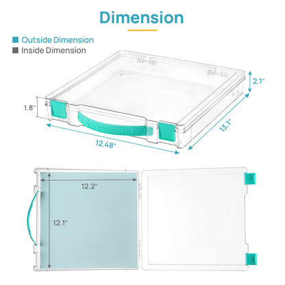Vtopmart 3 Pack Board Game Storage with Handle and Snap-Tight Latch Lid, Craft Organizer Box Fit 12" x 12" Papers, Stackable Clear Storage Box for Art Supply Storage, Paper Storage, Puzzle Storage