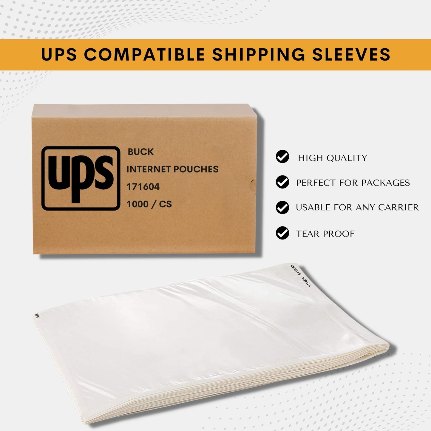 250 Pack 6.5"x10" UPS Shipping Label Sleeves – Clear Self-Adhesive Packing Slip Pouches, Waterproof Packing List Envelopes – Ideal for Shipping Documents, Mailing Labels, Invoices & Packing Slips