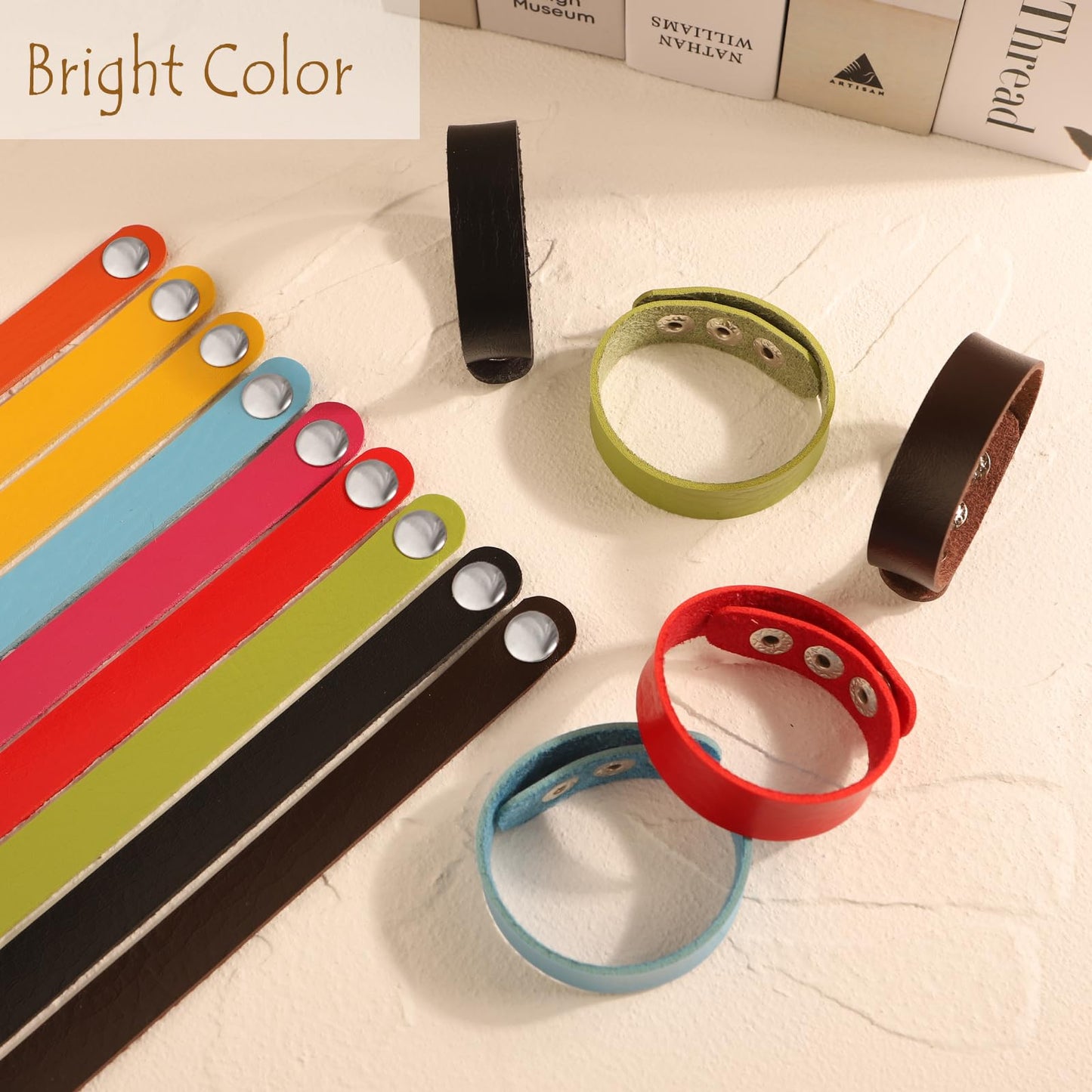 DANUDON 16 Pcs Leather Bracelet Blanks, Leather Snap Bracelets for Stamping Engraving Adjustable Plain PU Wristband Snap Bracelets Leather Cuff Bracelets for Men Women