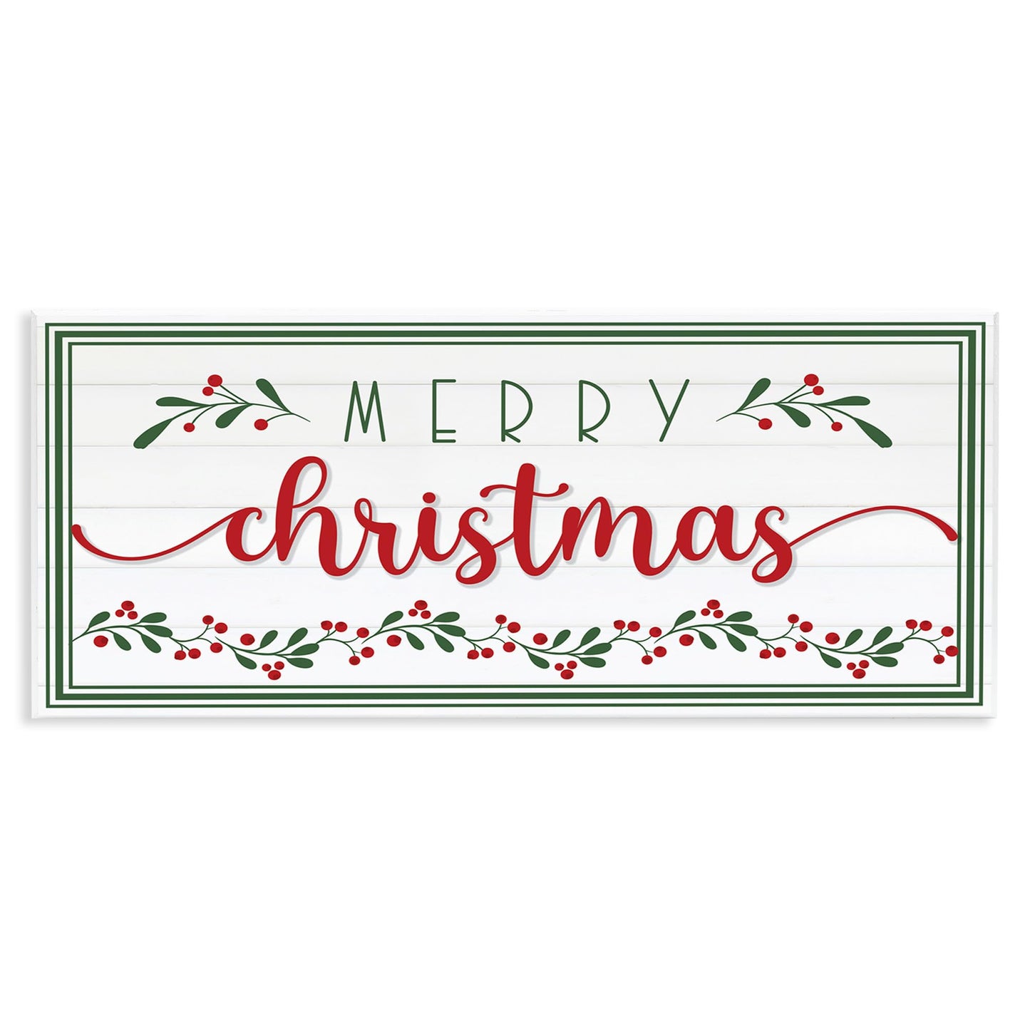Stupell Industries Merry Christmas Phrase Festive Floral Holly Detail