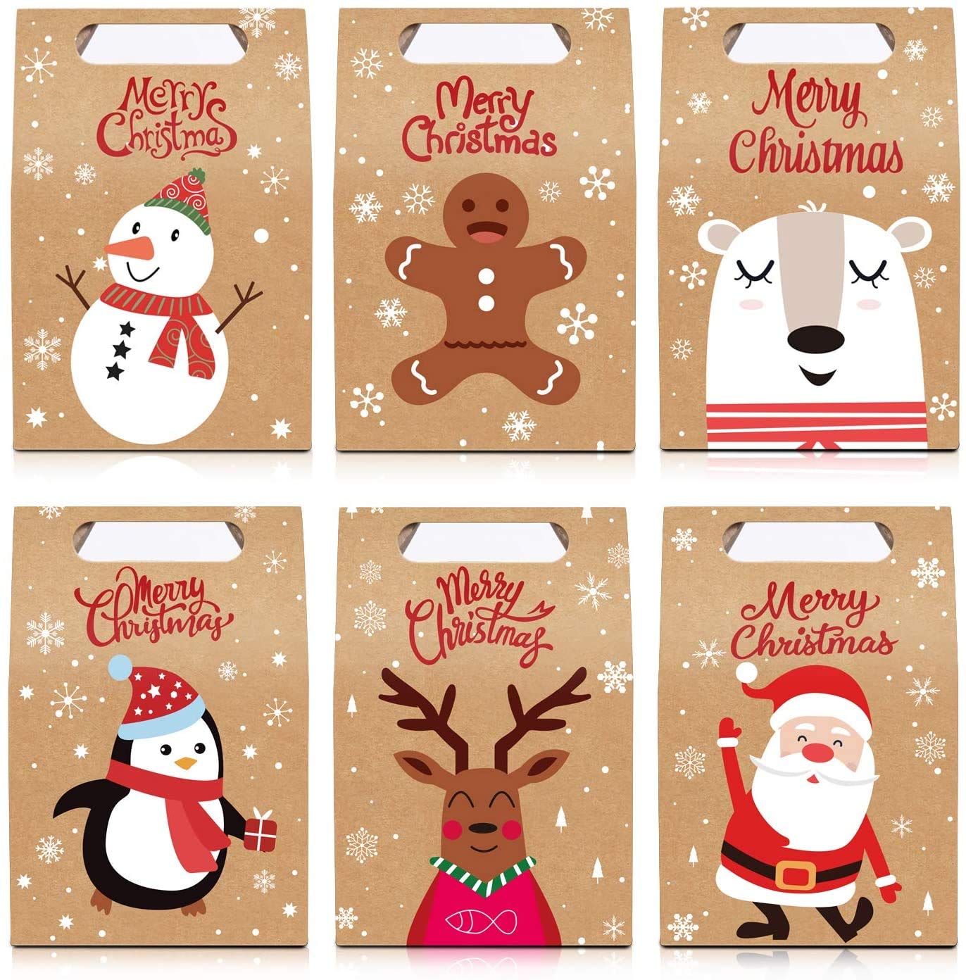 LOKIPA Christmas Kraft Paper Gift Boxes, 24pcs Christmas Party Treat Goody Candy Boxes for Xmas Party Bag Fillers