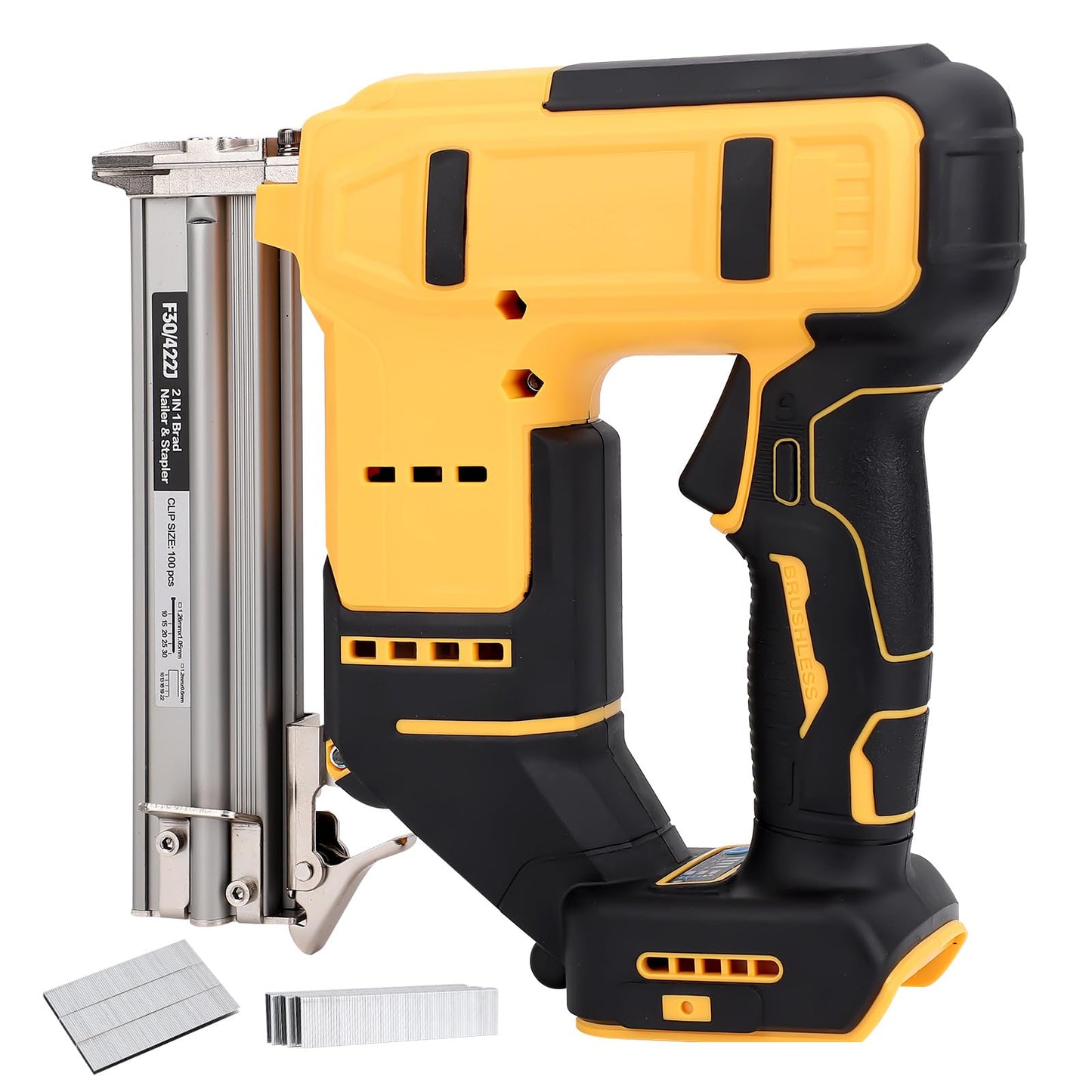 18 Cordless Brad Nailer for 20V MAX Battery, 2 in 1 Electric Nail Gun/Staple Gun Powered with 2000 Nails, for Trim Wood Crafting Home DIY (Not Included Battery)