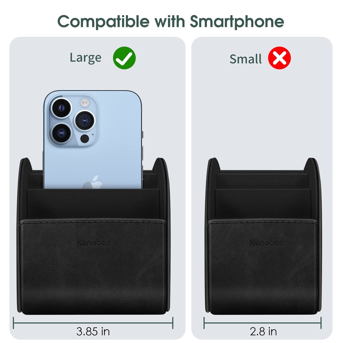 Large Remote Control Holder with 5 Compartments, KENOBEE Anti-slip Desktop Caddy Storage Organizer for Phone, Remote Controllers, Office Supplies, Makeup Brush, Media Accessories, Black