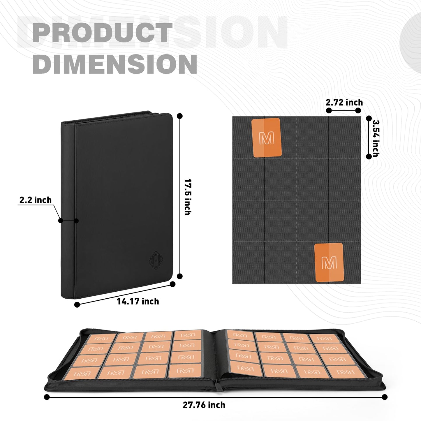 Premium Card Binder 16 Pocket,Trading Card Binder Holds up to 1000+Cards Sturdy Card Collection Album, Card Holder Folders for MTG, TCG, Game Cards & Sports Cards
