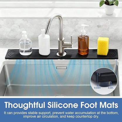 Stone Faucet Mat for Kitchen Sink, Large Fast Drying Stone Faucet Mat for