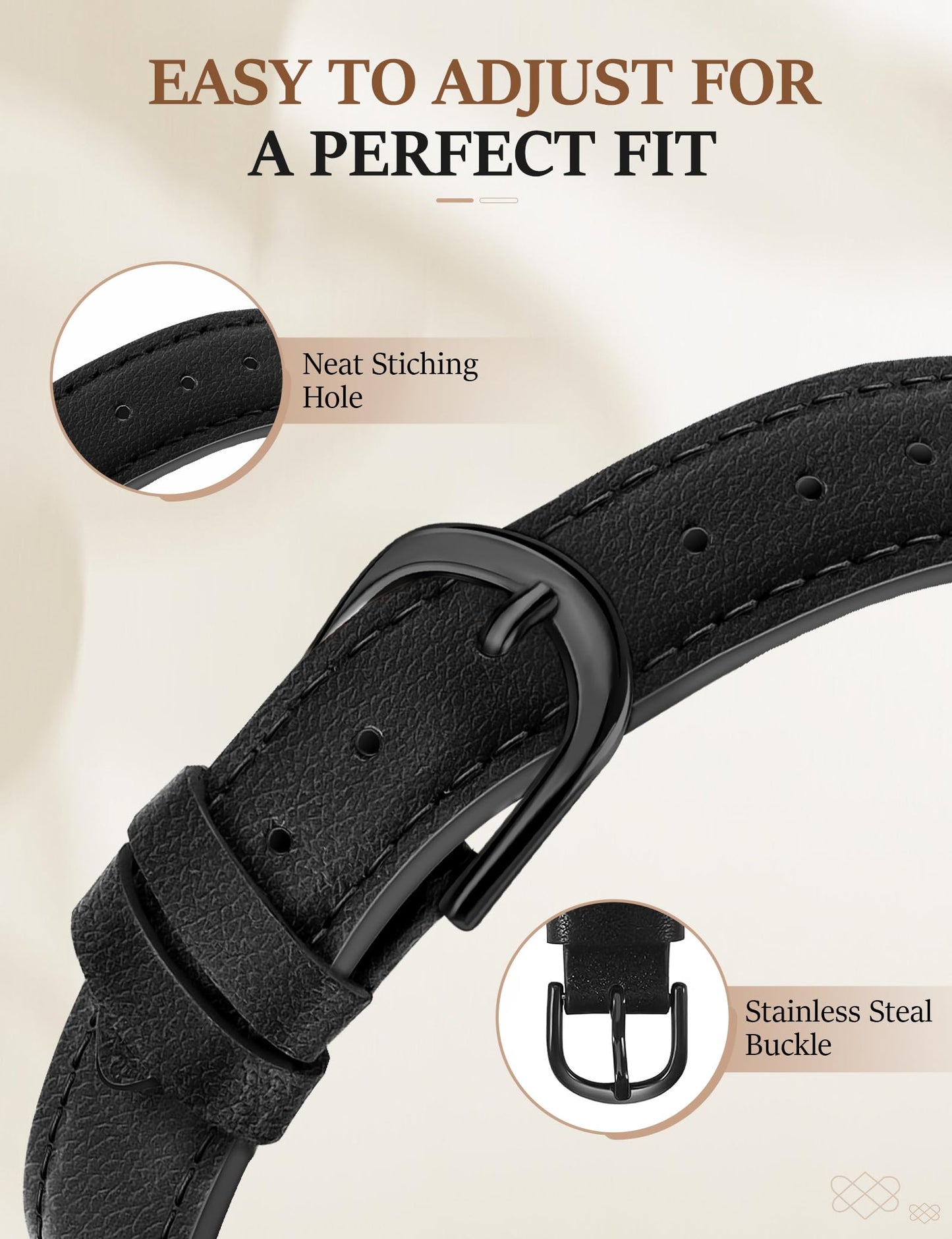 Leather Band for Women Slim Dressy Bands Compatible with Apple Watch 38mm 40mm 41mm 42mm 44mm 45mm 49mm, Designer Interlock Buckle Strap for iWatch Series 11/10/9/8/7/6/5/4/3/2/1/SE/Ultra