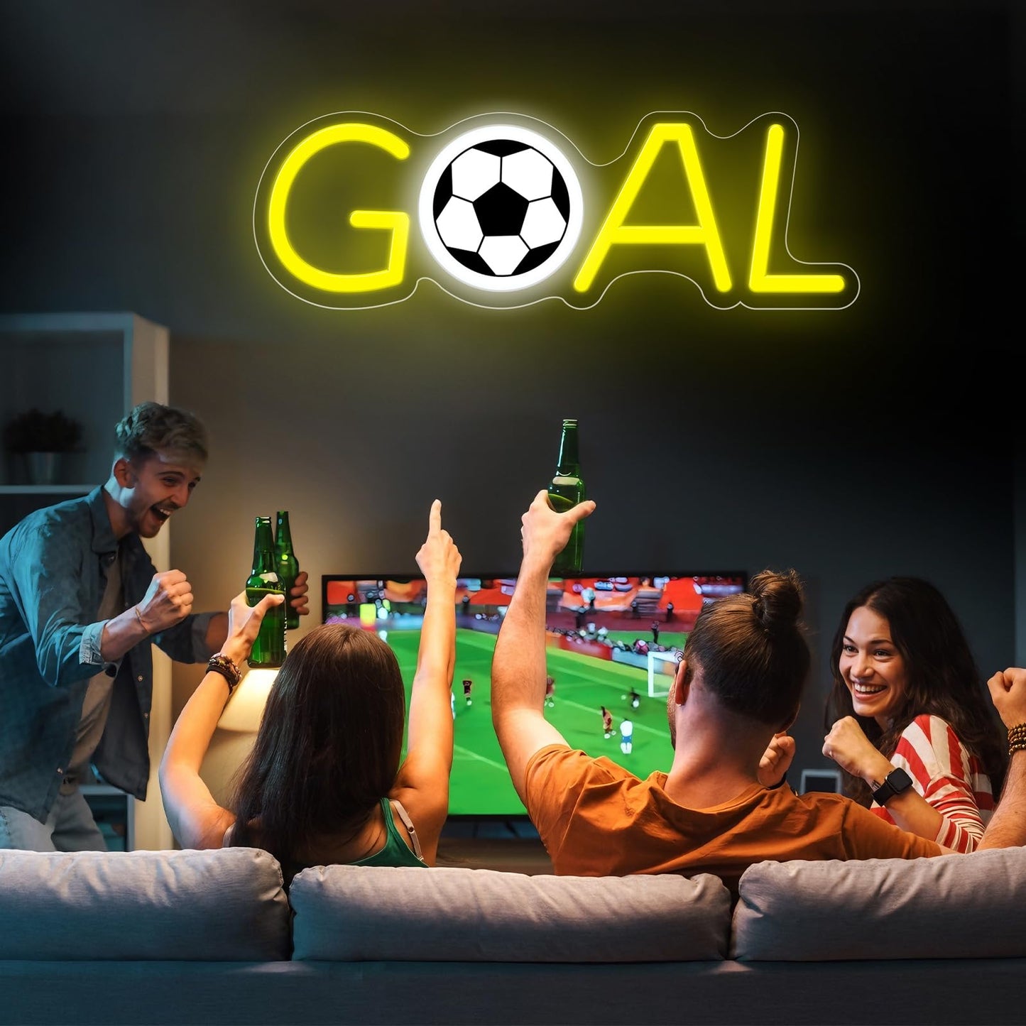 Soccer Neon Sign, Goal Neon Light for Wall Decor, Powered by USB Sport Theme Light Up Sign for Boys Girls Kids Game Room Bedroom Club Decor Kids Gifts
