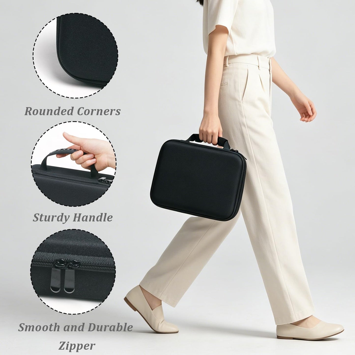 SORNDIF Large Travel Watch Case 5Slot Portable Jewelry Box Versatile Watches Sunglasses Organizer Rings Eyeglasses Zippered Carrying Bag Men