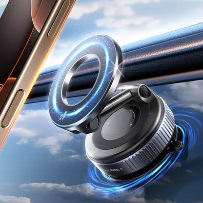 Vacuum Magnetic Phone Holder for Car,Suction Cup Car Phone Mount for Mag safe,Foldable Magnetic Phone Stand[89+LBS Strongest Suction&2800gf Magnetic]360°Adjustable Swivel Lock,for Your Car/Gym/Mirror