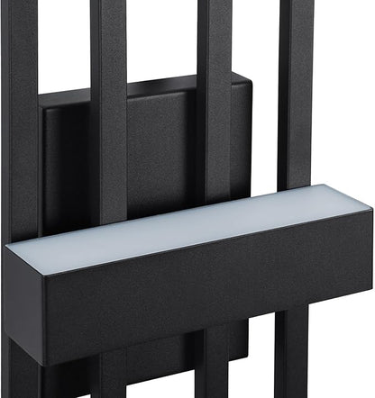 LamQee 2 Pack 25.6" Modern Outdoor Wall Light, Integrated LED 1200LM Large Exterior Lighting Fixture Rectangle Outdoor Sconce, Matte Black Wall Mount Porch Light Outside Lamp for House Garage Patio