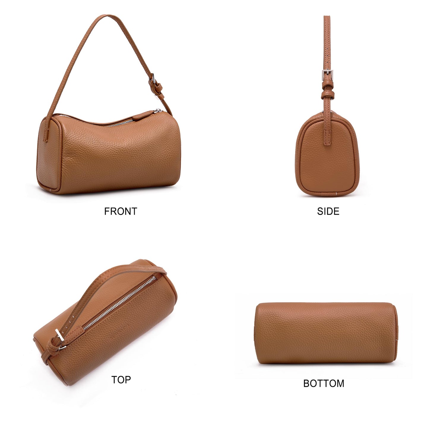 hedexe Genuine Leather Crossbody Purses for Women: Casual Small Leather Barrel Shoulder Bags - Designer Trendy Handbags for Ladies(Cocoa Brown)