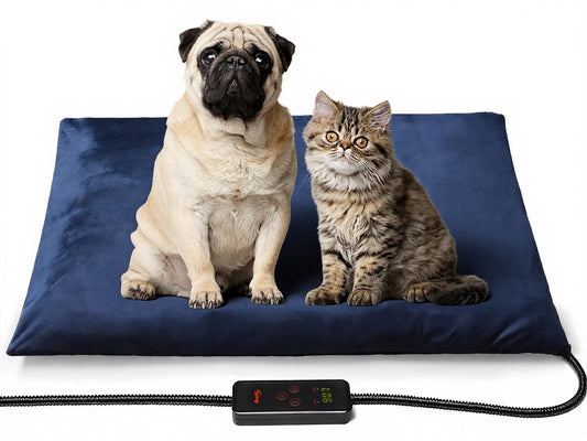 Toozey Small Pet Heating Pad, 6 Adjustable Temperature Dog Cat Heating Pad with Timer, Waterproof Heated Cat Bed with Chew Resistant Cord, Indoor Electric Pet Heated Mat 18x16in