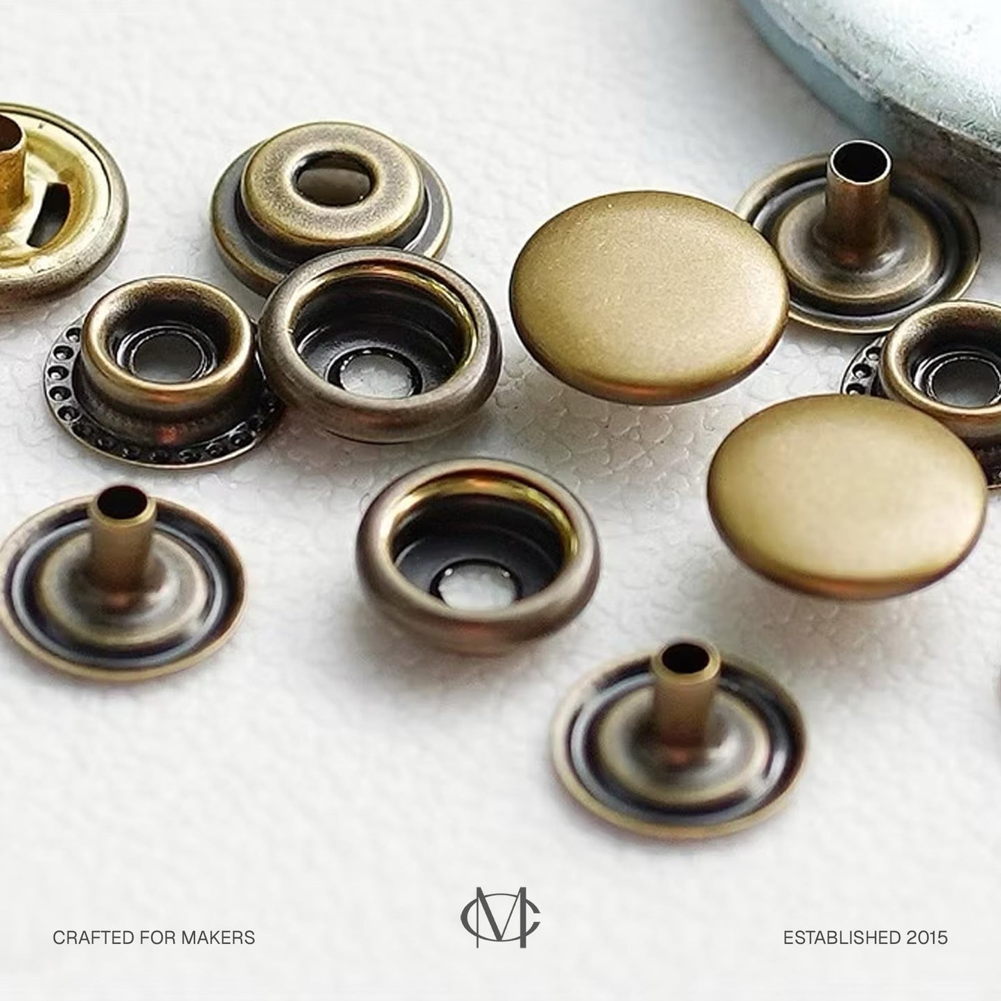 CRAFTMEMORE 50 Sets Antique Brass Snap Fasteners Ring-Socket Press Studs for Jacket Bag Canvas Closures #201 VT47 (12mm (0.47"))