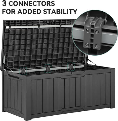 YITAHOME 120 Gallon Outdoor Storage Deck Box, Large Resin Patio Storage for Outdoor Pillows, Garden Tools and Pool Supplies, Waterproof, Lockable, (Dark Grey)